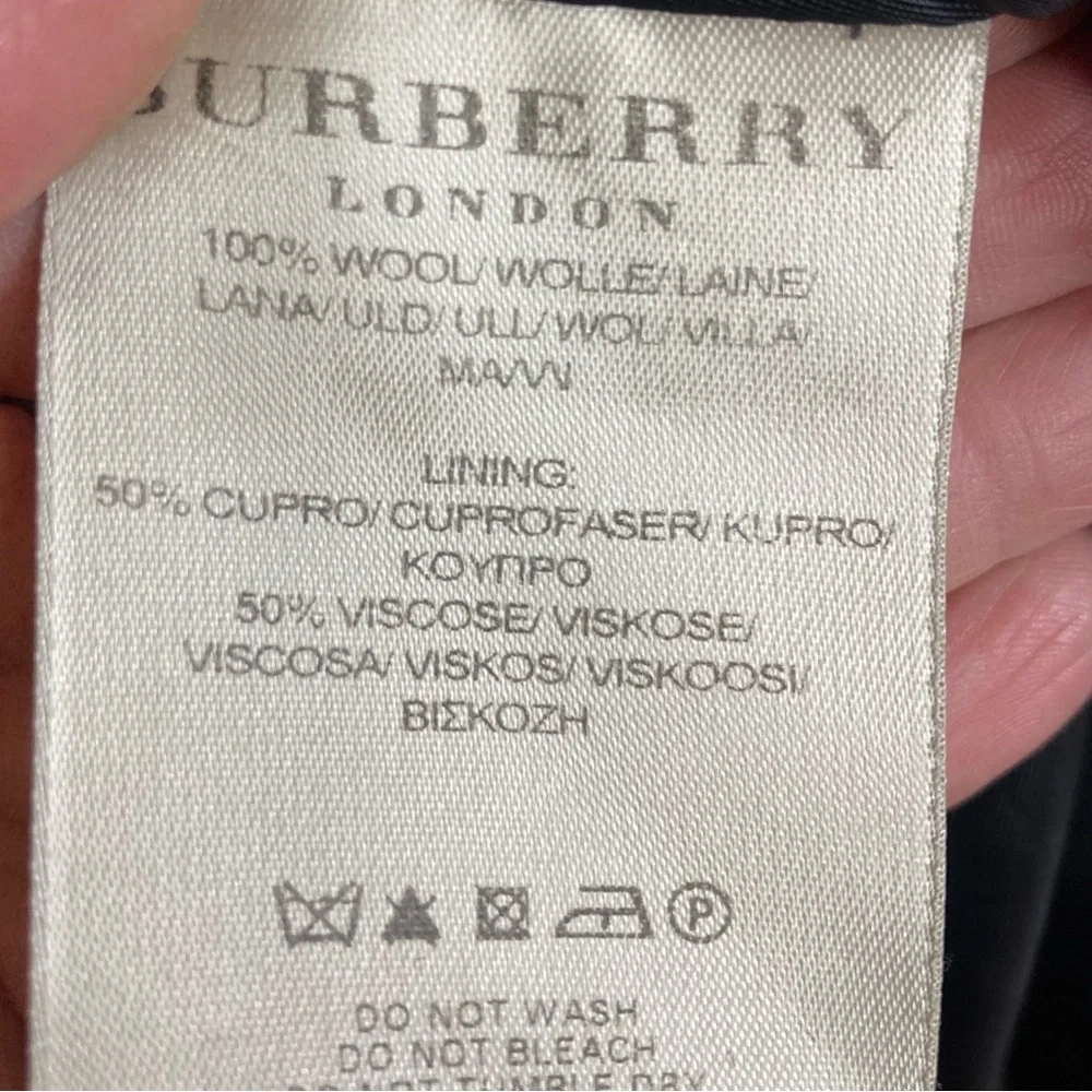 Burberry long trench coat women's size 6 plaid‎ wool belted gray winter